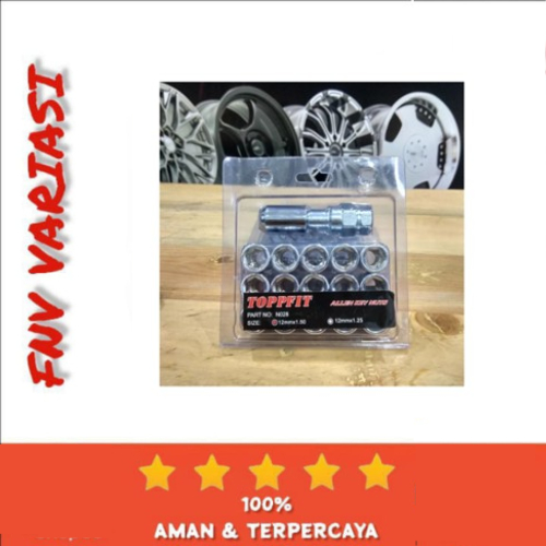 Baut Roda Bolong Mur Seneka TOPFIT 12MM + Kunci L Universal Velg Mobil 1.25