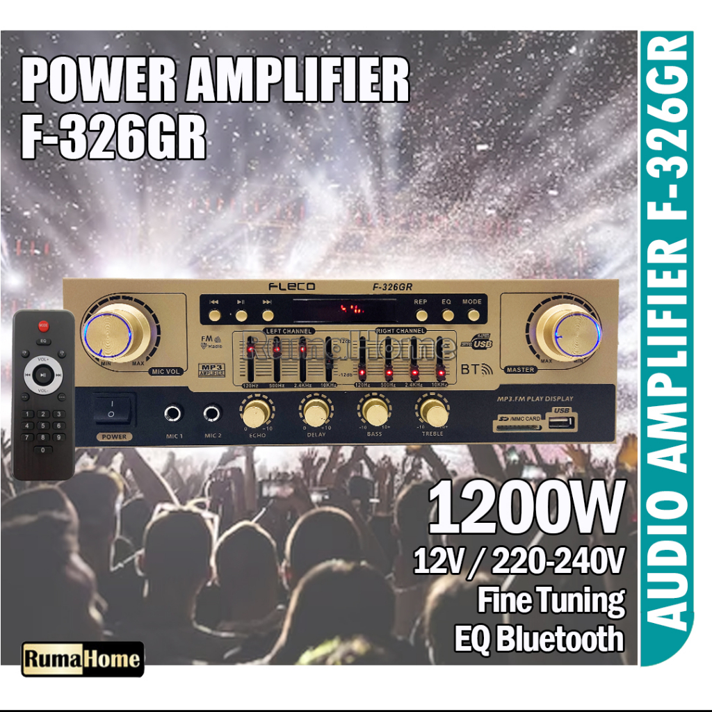 Amplifier FLECO BT-559 dan F-326GR USB Bluetooth Stereo Karaoke + Mp3 player + FM Radio garansi 1