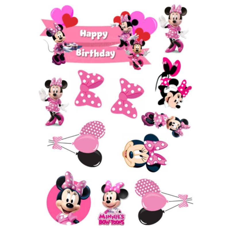 TOPPER Cake MINNIE MOUSE Custom/Hiasan Kue ULTAH Anak