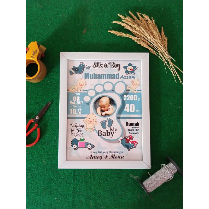 Biodata Baby 12R | Biodata Bayi | Pigura Anak | Papan Nama Kelahiran | Bingkai Biodata Bayi | Baby B