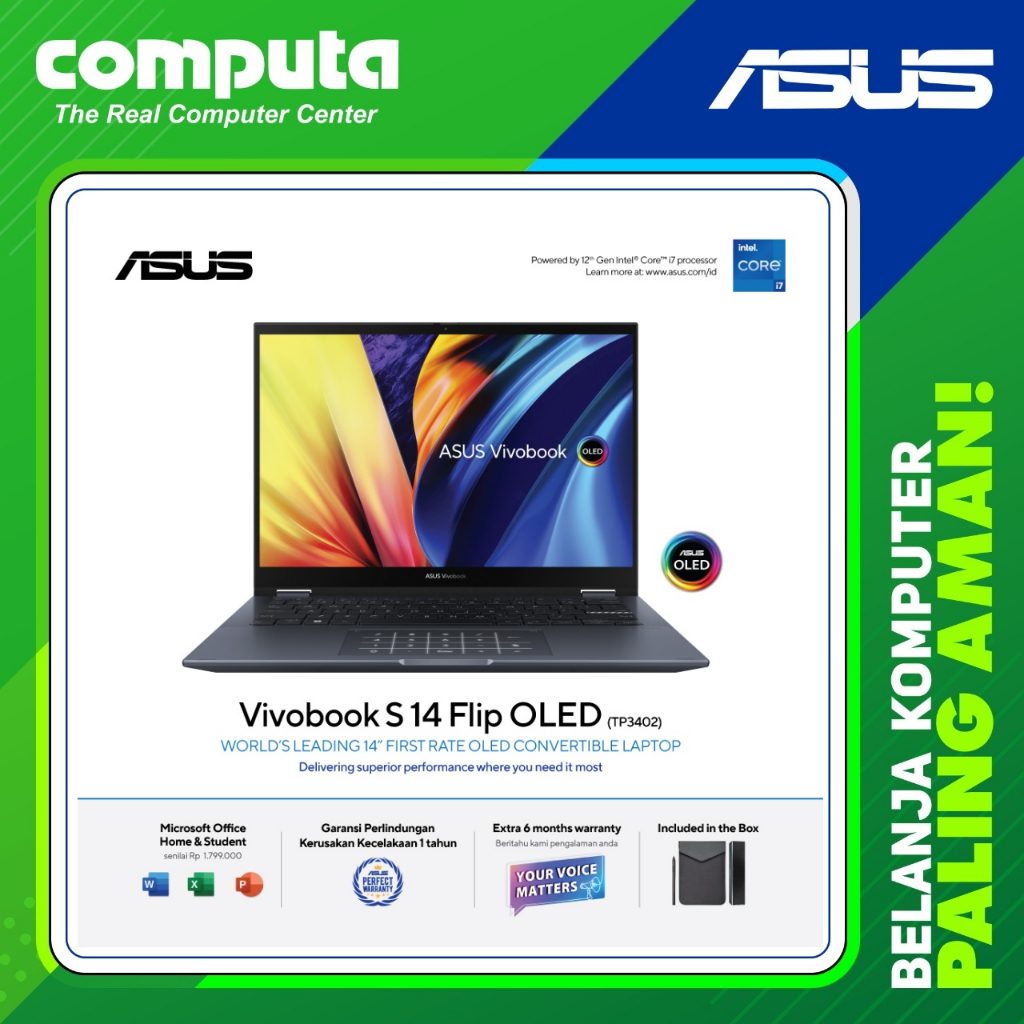Asus VIVOBOOK FLIP 14 TP3402VA OLEDS751 I7-13700H 16GB 512GB SSD 2.8K