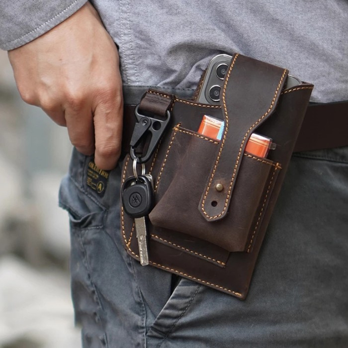 Tas Pinggang Pria Dompet Hp Asli Kulit - Dompet Pinggang Hp Pria Kulit Sapi Original