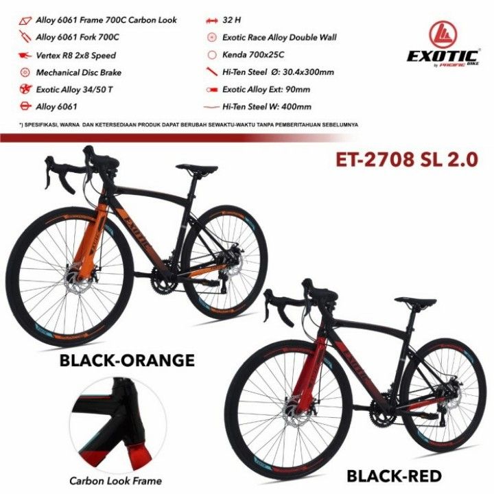 sepeda balap roadbike EXOTIC ET-2708 SL 2.0 by PACIFIC ALLOY ORIGINAL