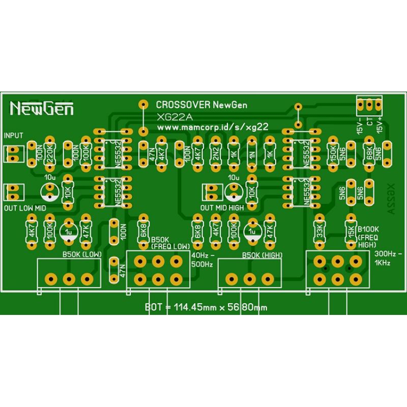 PCB CROSSOVER 2WAY XG22A MAM AUDIO