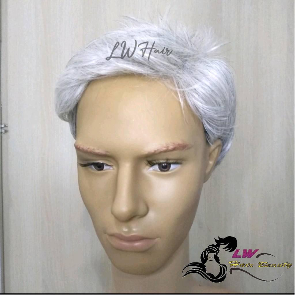 Wig Pak Pendek Putih Uban