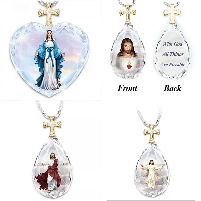 Kalung Salib YESUS Kristal Liontin