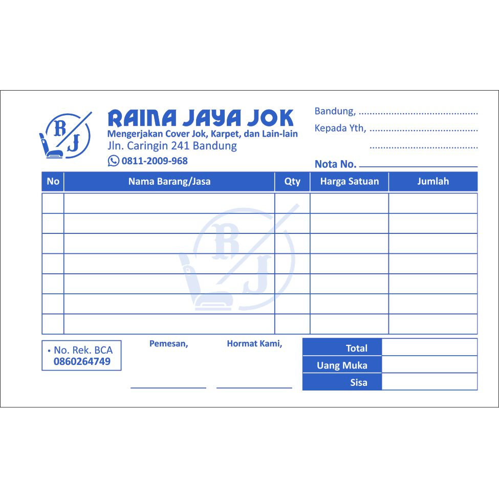 

Nota | Bon | Invoice 1/4 | 10 x 16 cm | Custom