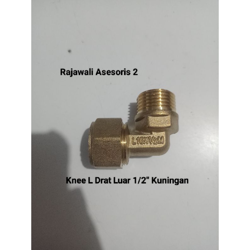 Knee L Drat Luar 1/2" Kuningan Pipa Ripeng Air Panas