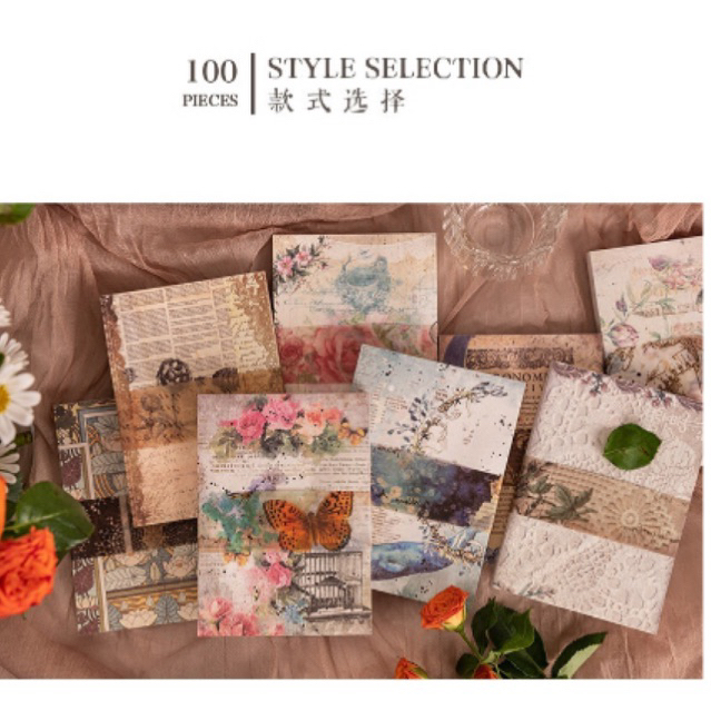 

Lily 100 Pcs / Pack Material Paper Retro Scrapbook Journal