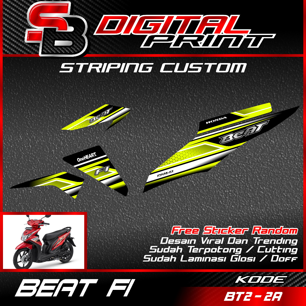 striping beat fi motif racing/custom - sticker variasi beat fi motif racing bikin motor lebih keren