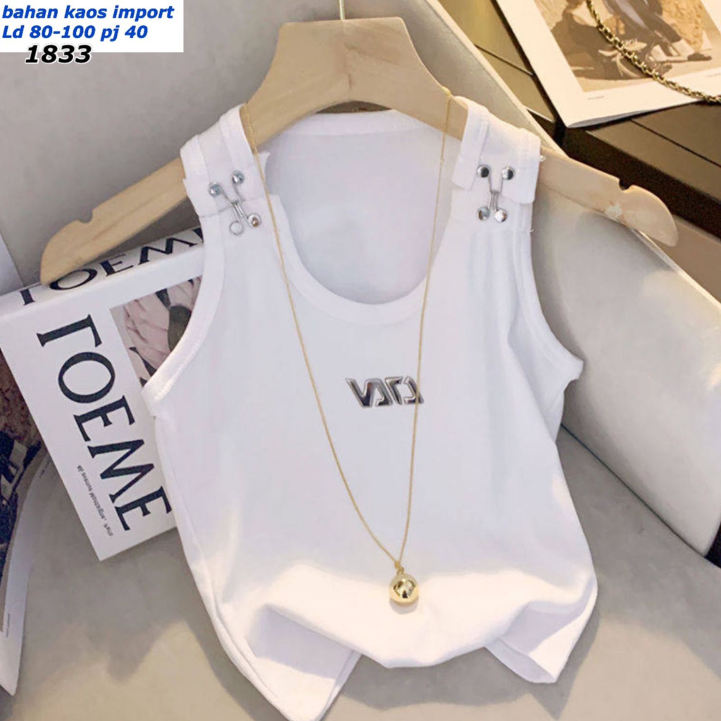 crop top kaos tulisan 1833 / crop wanita / crop korea / crop model terbaru / crop cantik kekinian / 