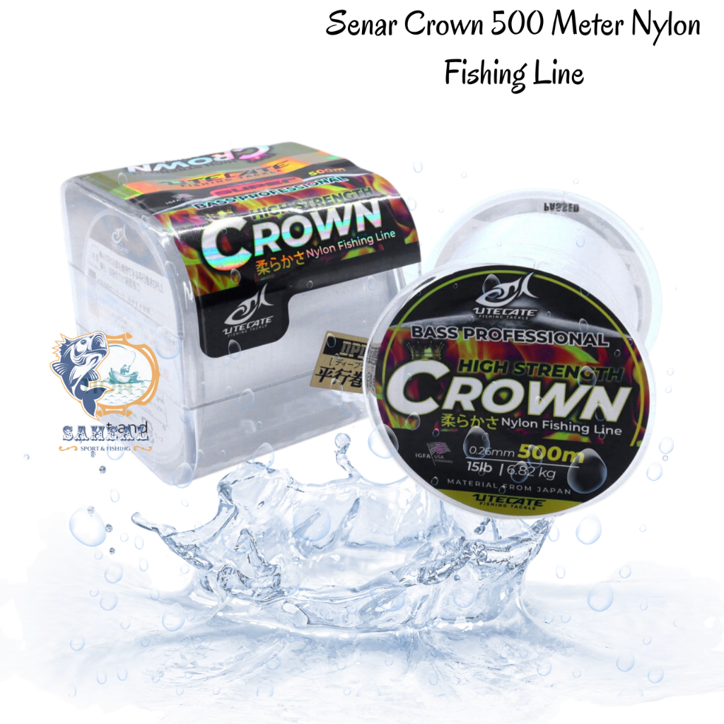 Senar Pancing Super Kuat Crown 500 Meter IGFA Class Bass Professional - Putih Bening