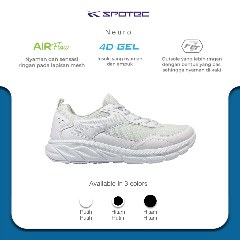 SPOTEC Sepatu STUDENT Artikel NEURO - putih/putih | Original Spotec