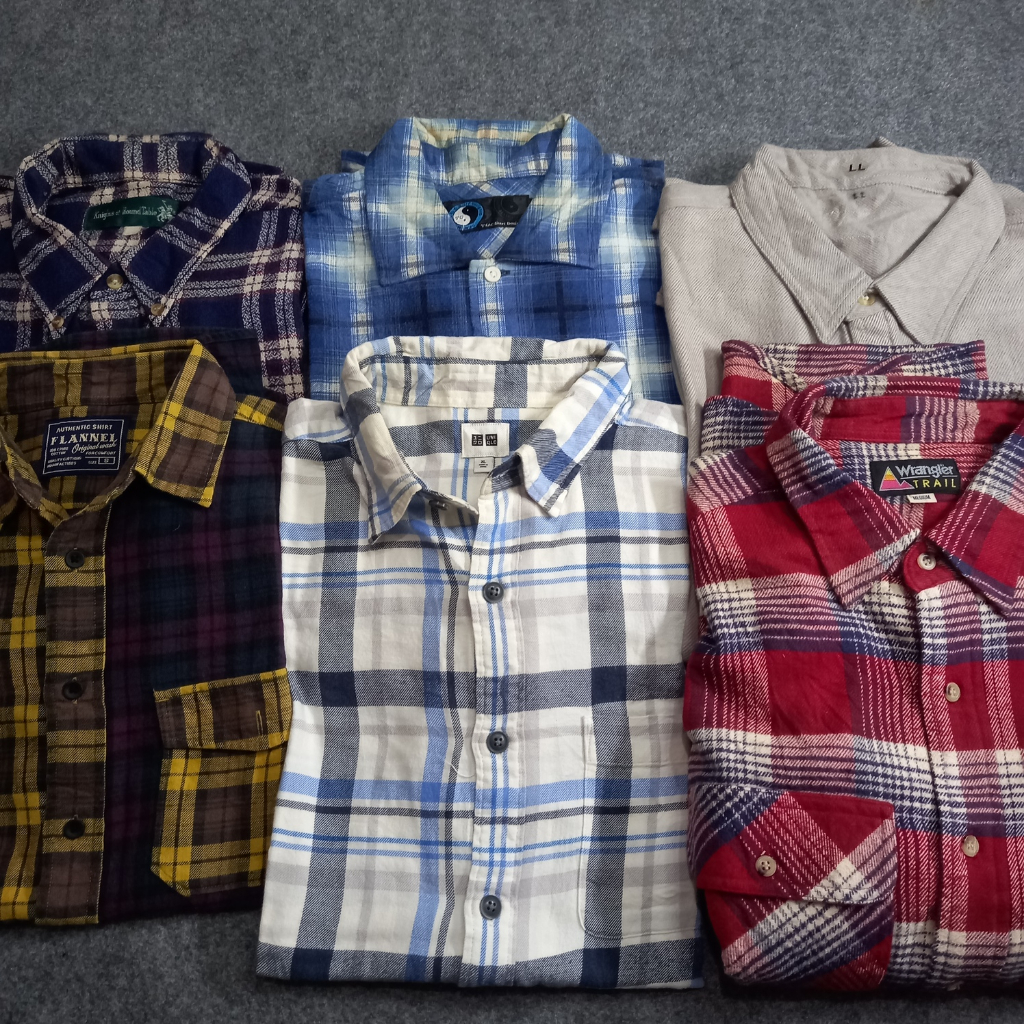 KEMEJA FLANEL PRIA TEBAL DENIM JEANS CANVAS FLANEL