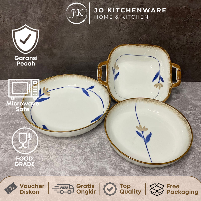 Piring mangkok keramik set premium / keramik set korea serbaguna / Piring mangkok tulip 173JK