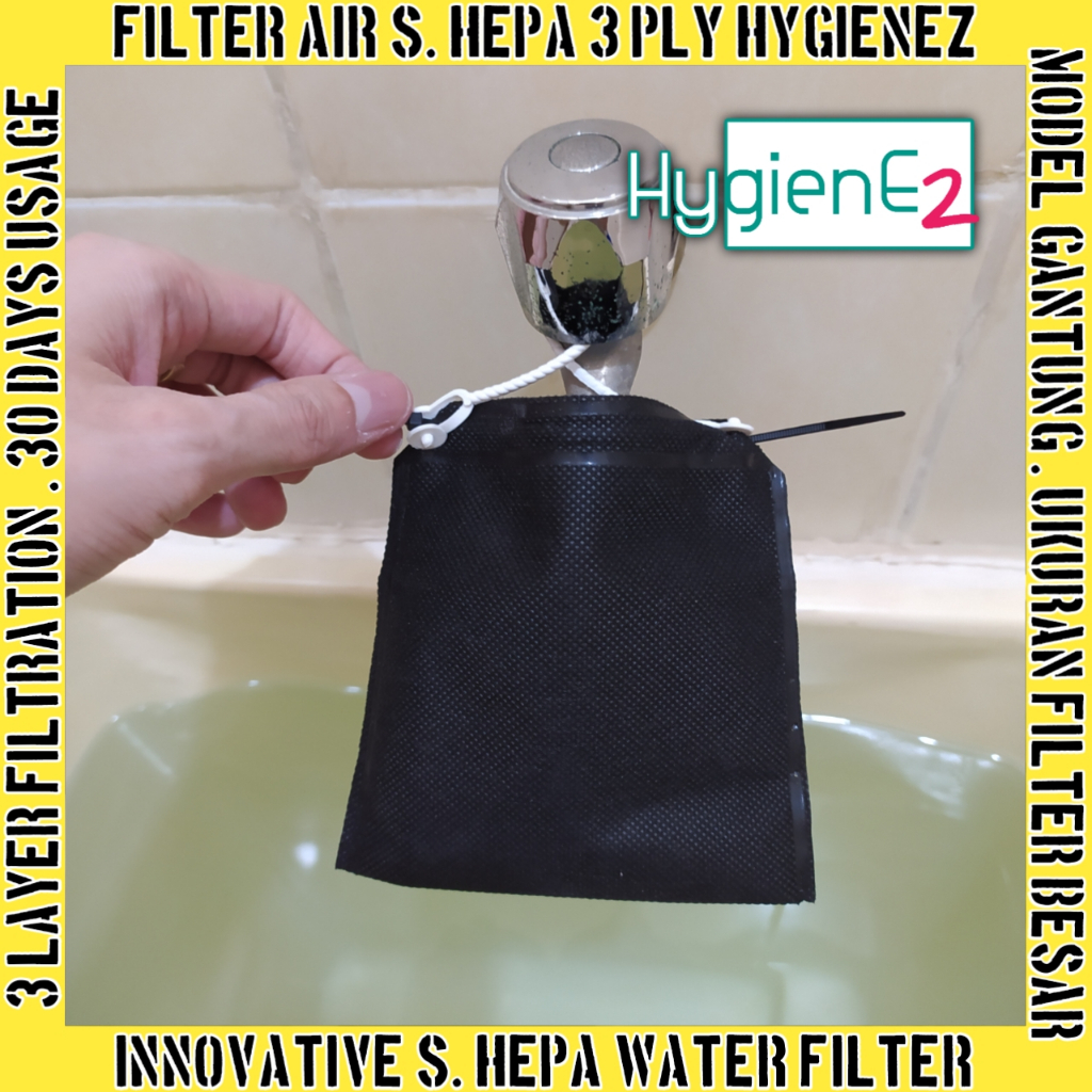 Saringan Air Kran Model Tali Gantung Praktis 3 Lapis HYGIENEZ Filter Kain Mikron Semi Hepa Terbaik K