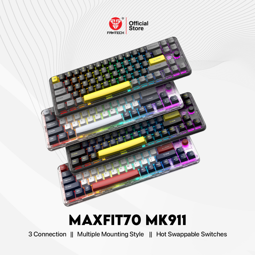 Fantech Maxfit70 MK911 Wireless Bluetooth Wired 65% Mechanical Keyboard Gaming