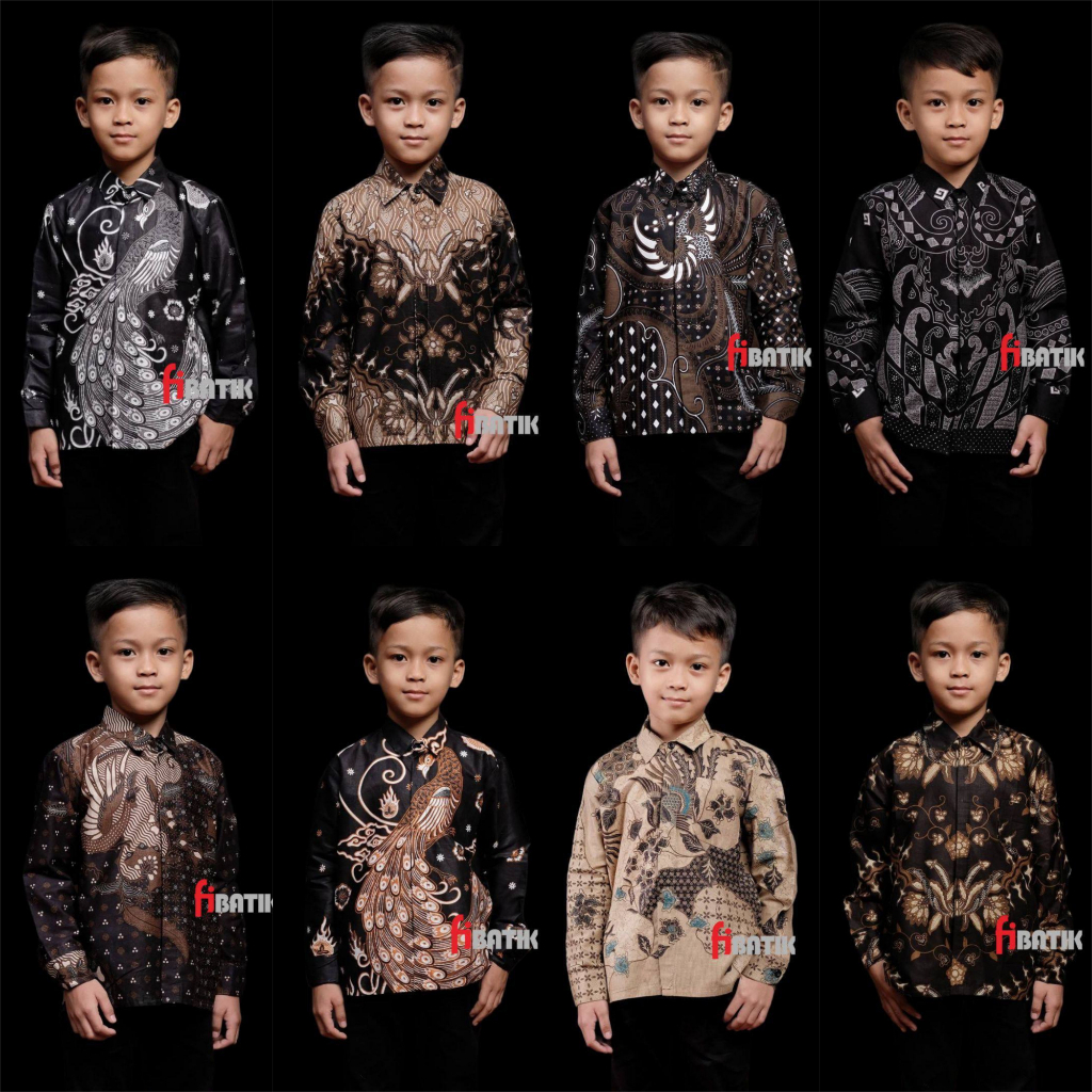 KEMEJA BATIK ANAK COWOK BAJU BATIK ANAK LENGAN PANJANG UMUR 4-13 TAHUN