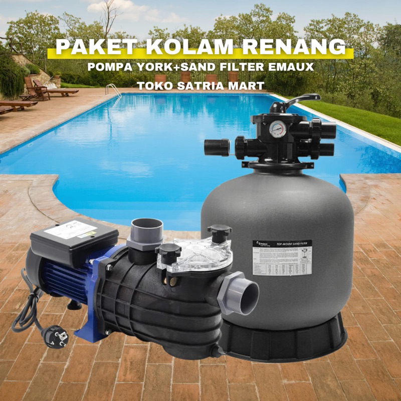 Mesin Pompa Air Kolam Renang 1 HP York Italy Sand Filter Emaux V350