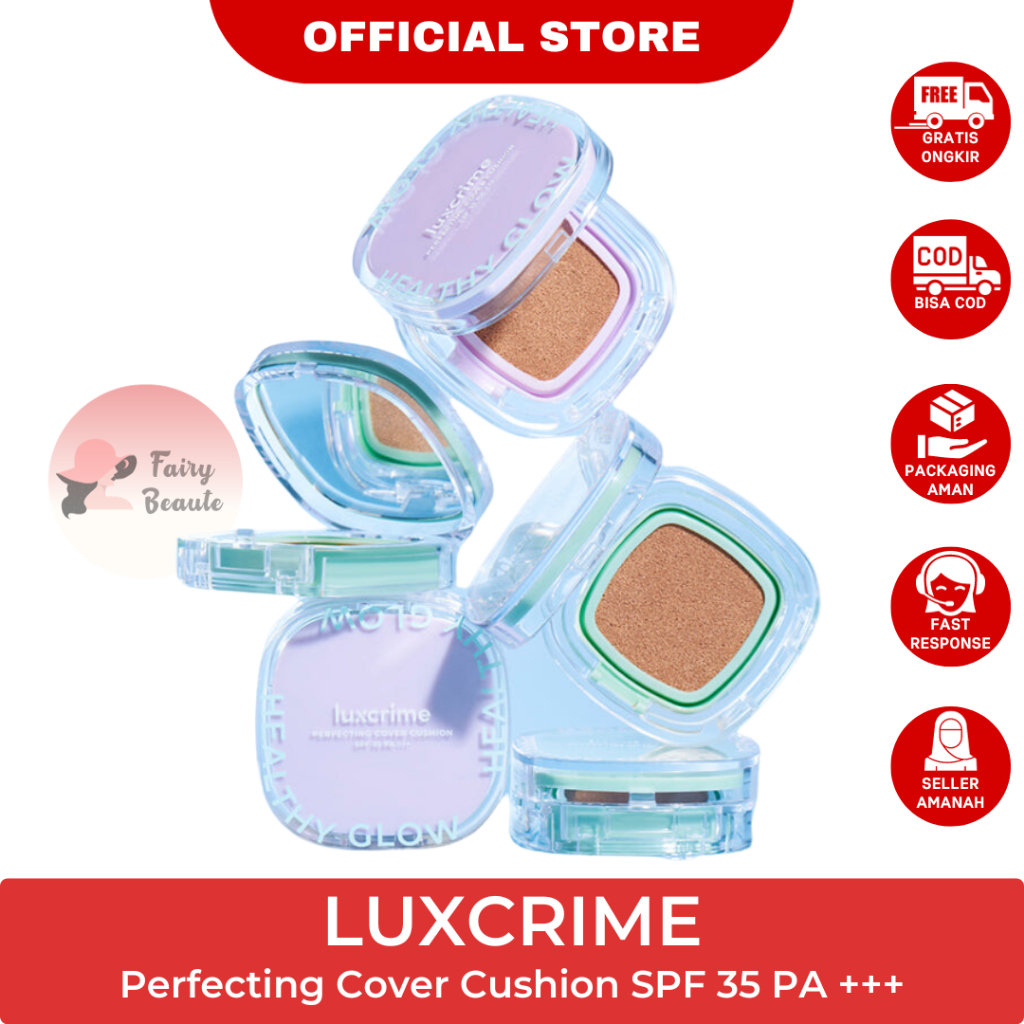 Luxcrime Perfecting Cover Cushion - Healthy Glow Velvet Matte SPF 35 PA +++ BPOM Kosmetik Wajah Foundation Luxrime Lux Crime  Cusion Chusion