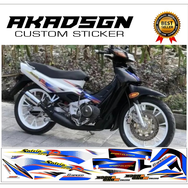 sticker striping Suzuki Satria R 120 1999 hitam putih Lumba laminasi glossy