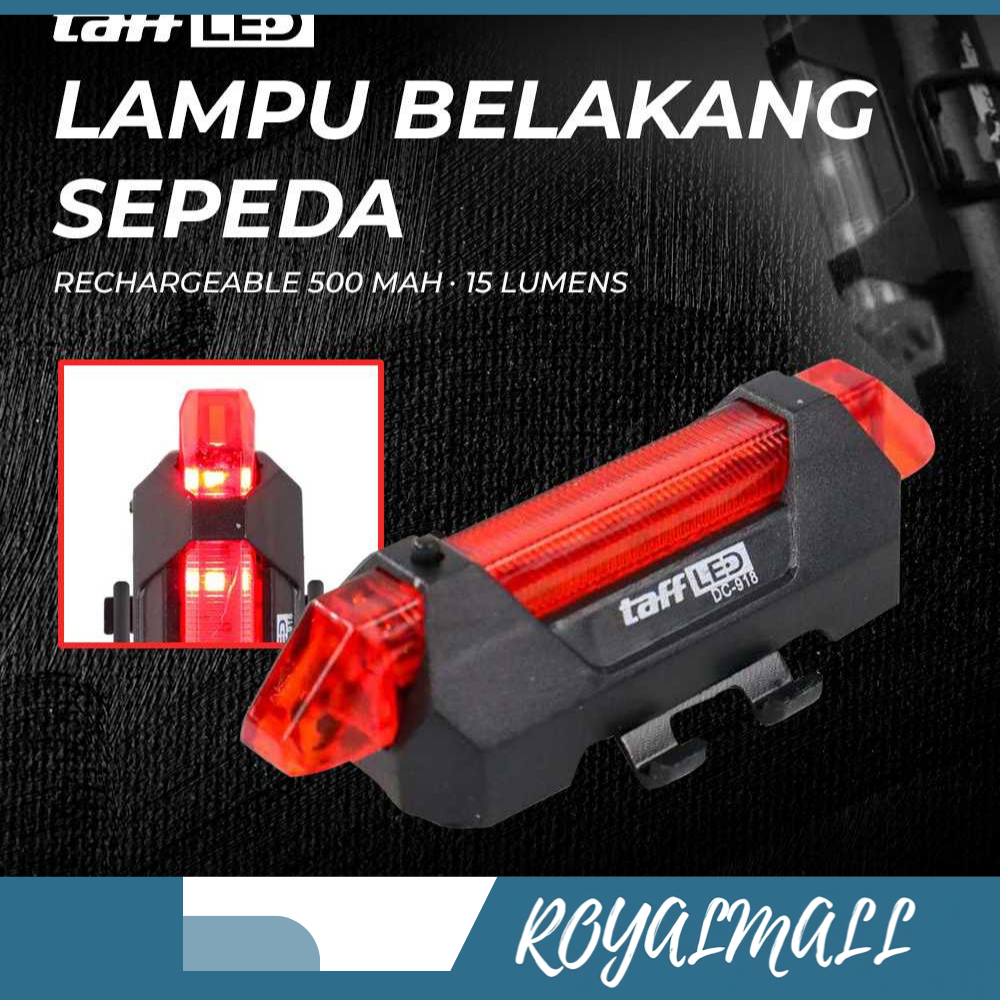 Lampu Belakang Sepeda LED USB Rechargeable 500 mAh 15 Lumens / Lampu Belakang Sepeda LED USB Gunung 