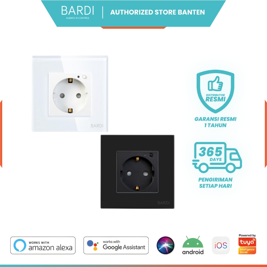 BARDI Smart Wall Socket WiFi EU Hitam dan Putih Stop Kontak Pintar