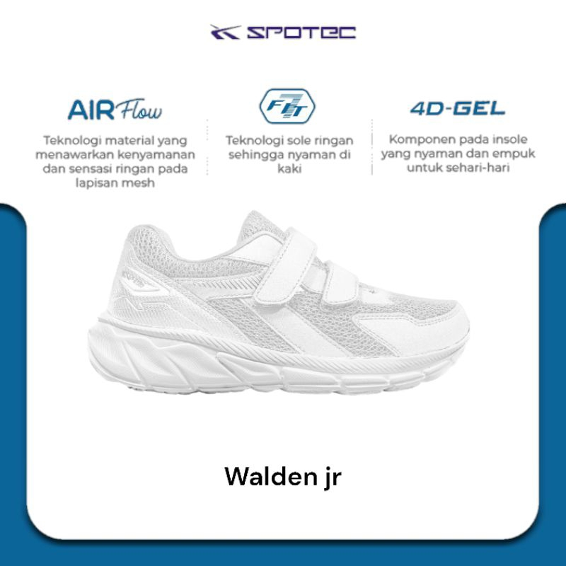 SPOTEC Sepatu STUDENT Artikel CALVIN JR-putih/putih | Original Spotec