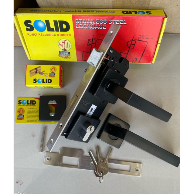 kunci pintu solid hitam black series kunci pintu komplit  kunci pintu model pisah bhn stanlis steel 