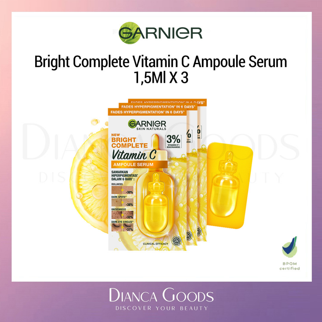 GARNIER Bright Complete Vitamin C Ampoule Serum 1,5ml x 3 - Dianca Goods BKL