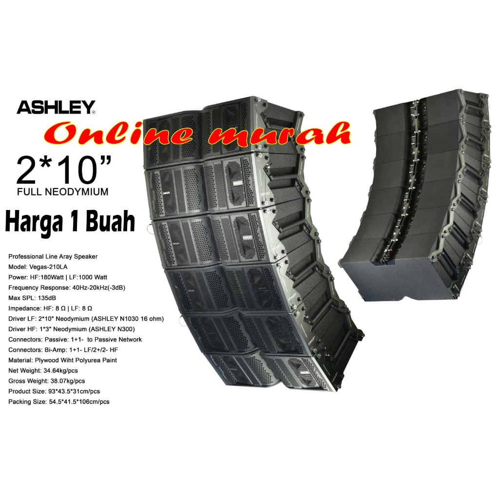 speaker pasif line aray ashley vegas 210la full neodymium 2 x 10 inch