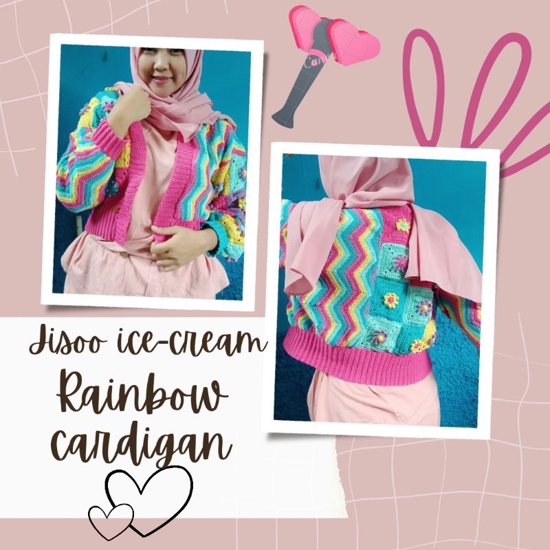 Cardigan Jisoo rainbow Icecream