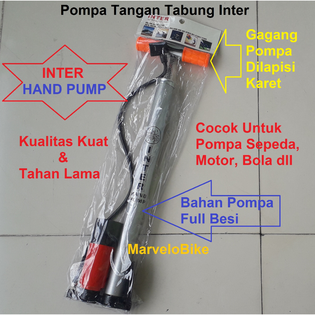 Pompa Angin Ban Sepeda / Motor Tabung Inter Besi