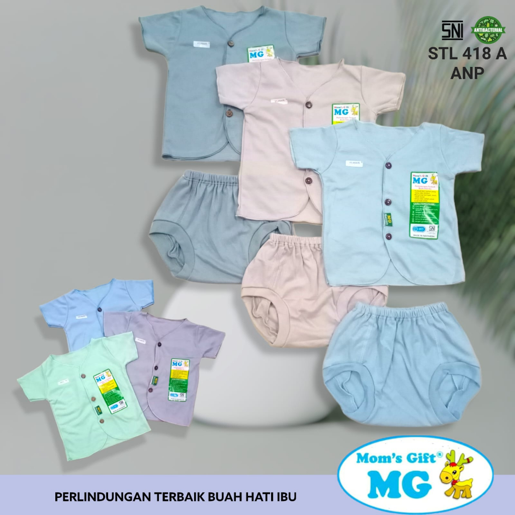 (Mom's Gift) BUNDLE 3 Set Setelan polos baby newborn baju pendek celana pop dilengkapi jahitan pampe