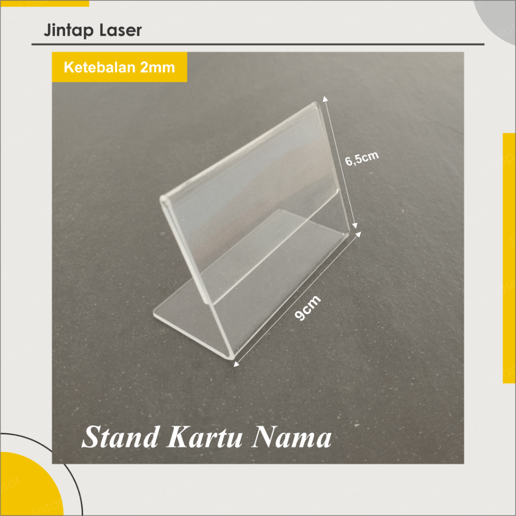 

Stand Kartu Nama / Kartu Bisnis Name Tag Akrilik 6,5 X 9 CM Tipe L Kantor