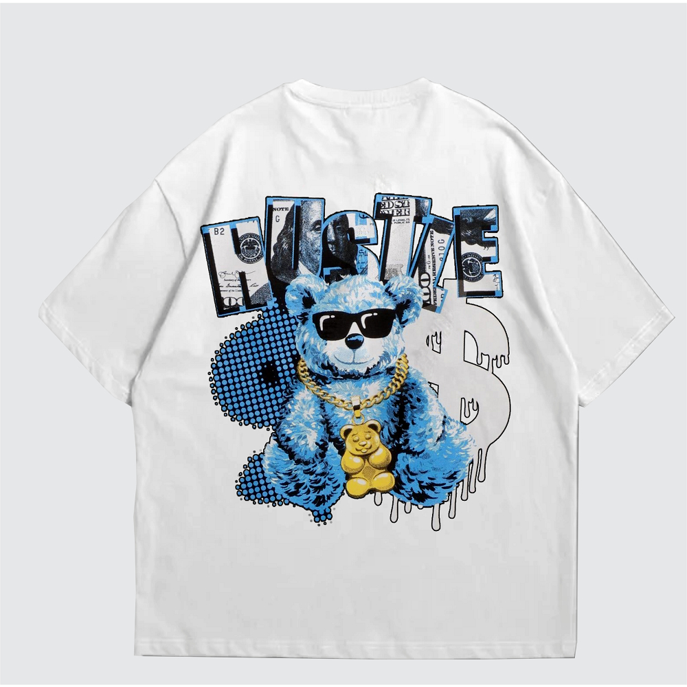 Haruko T-shirt Oversize Hustle Bear Kaos Oversize Cotton Unisex