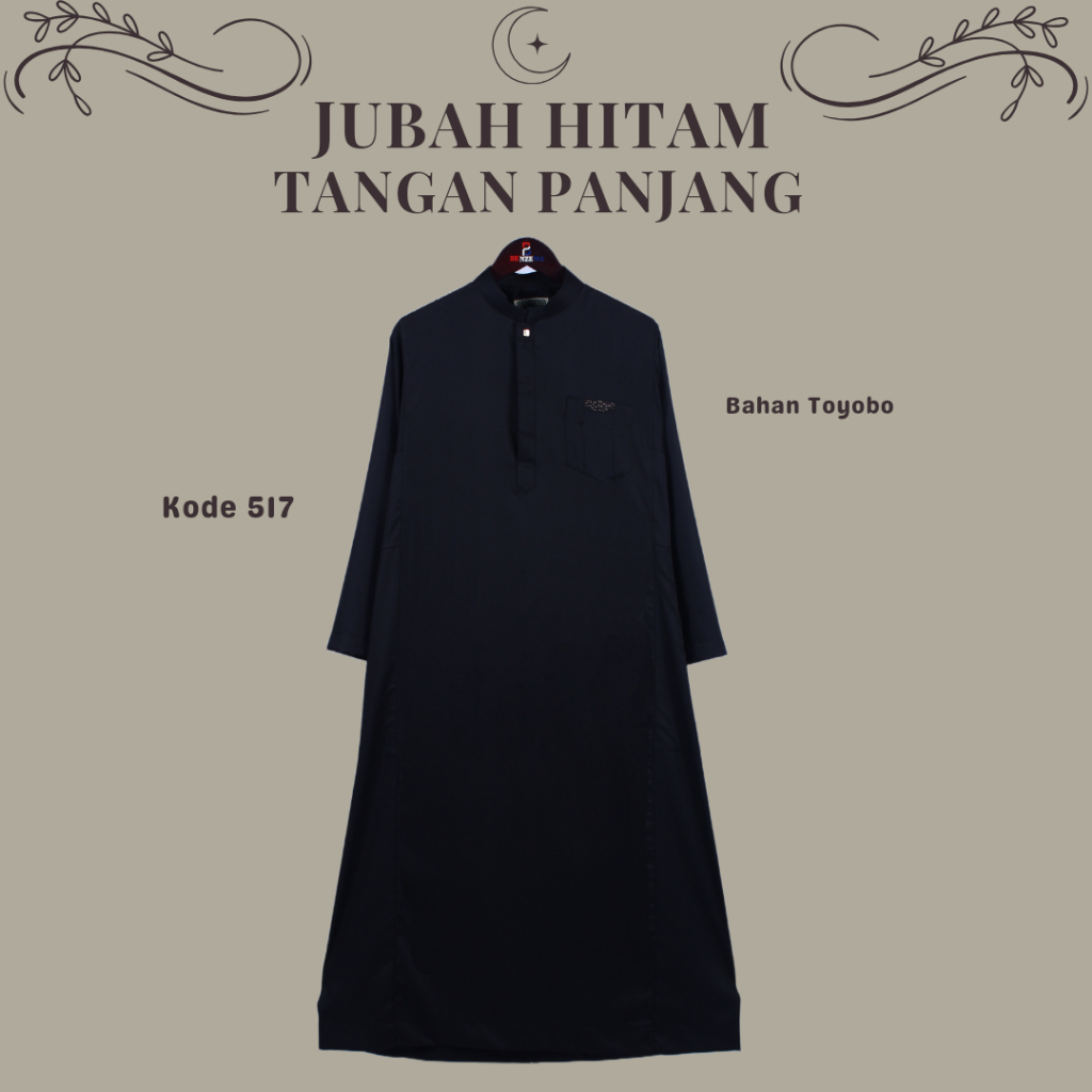 517 Jubah Gamis Pria Lengan Panjang / Jubah Pria Terbaru / Gamis Pria Benzema / Jubah Laki Laki Musl
