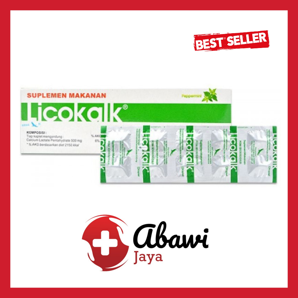 [AB] LICOKALK 500 MG STRIP 10 Tablet - Suplemen Kalsium Makanan