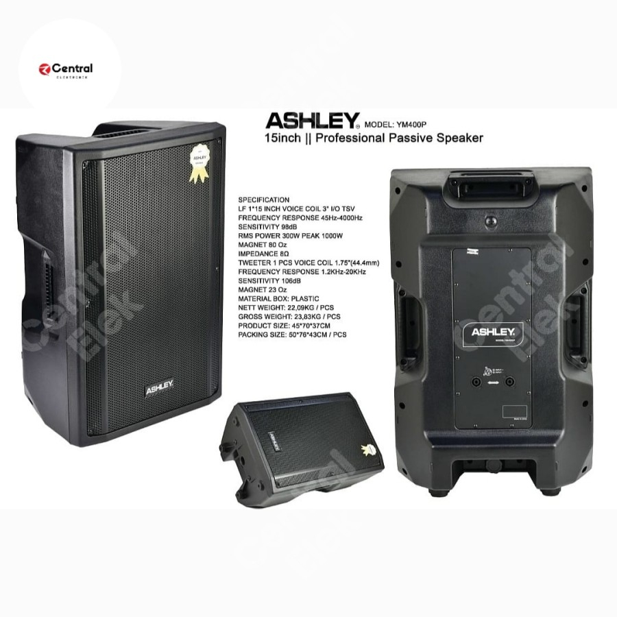 Speaker Pasif 15 Inch Ashley Ym400P Ym 400P Original Ashley