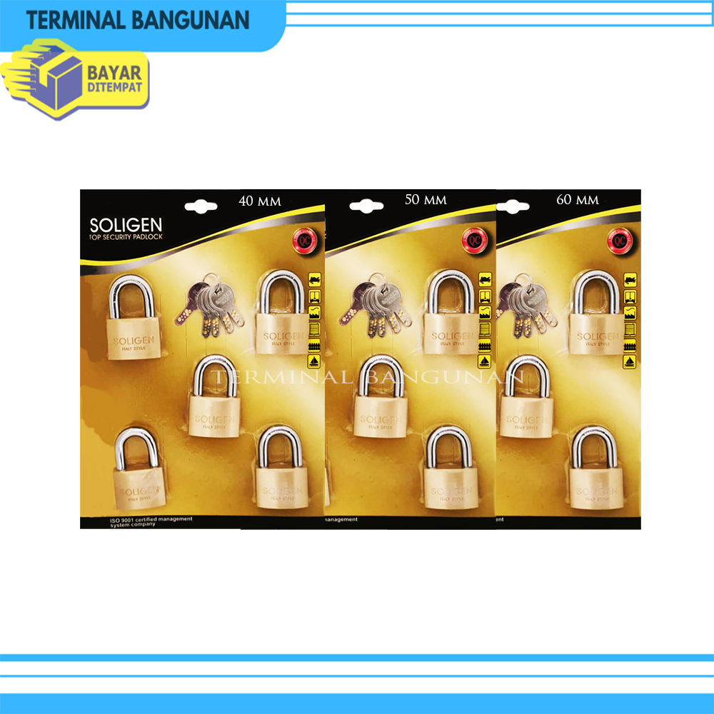 ID GEMBOK MASTERKEY SOLIGEN 5 PCS KUNINGAN 40 50 60 MM KOMPUTER