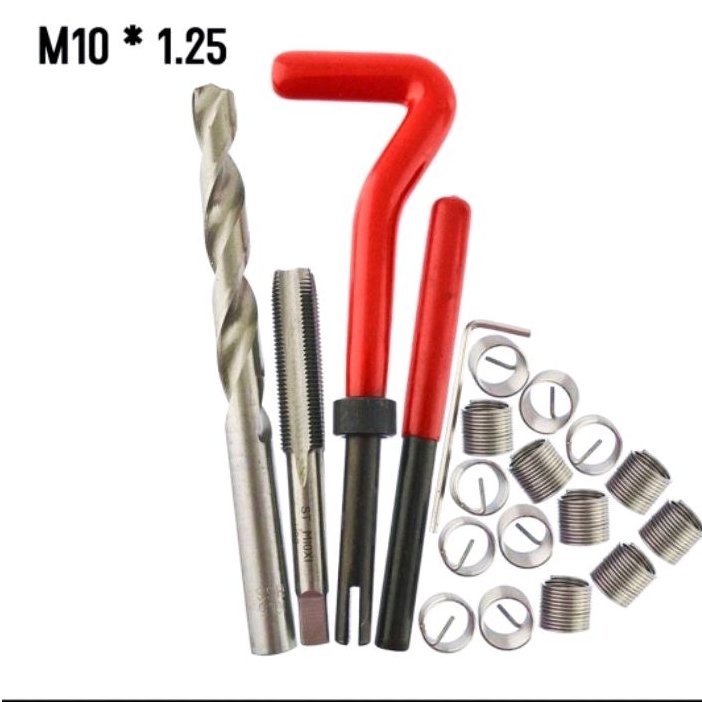 THREAD REPAIR SYSTEM HANDTAP RECOIL M10X1.25 BAUT 14 OTOMOTIF SET RECOIL HELICOIL BOR TAP RECOIL M10