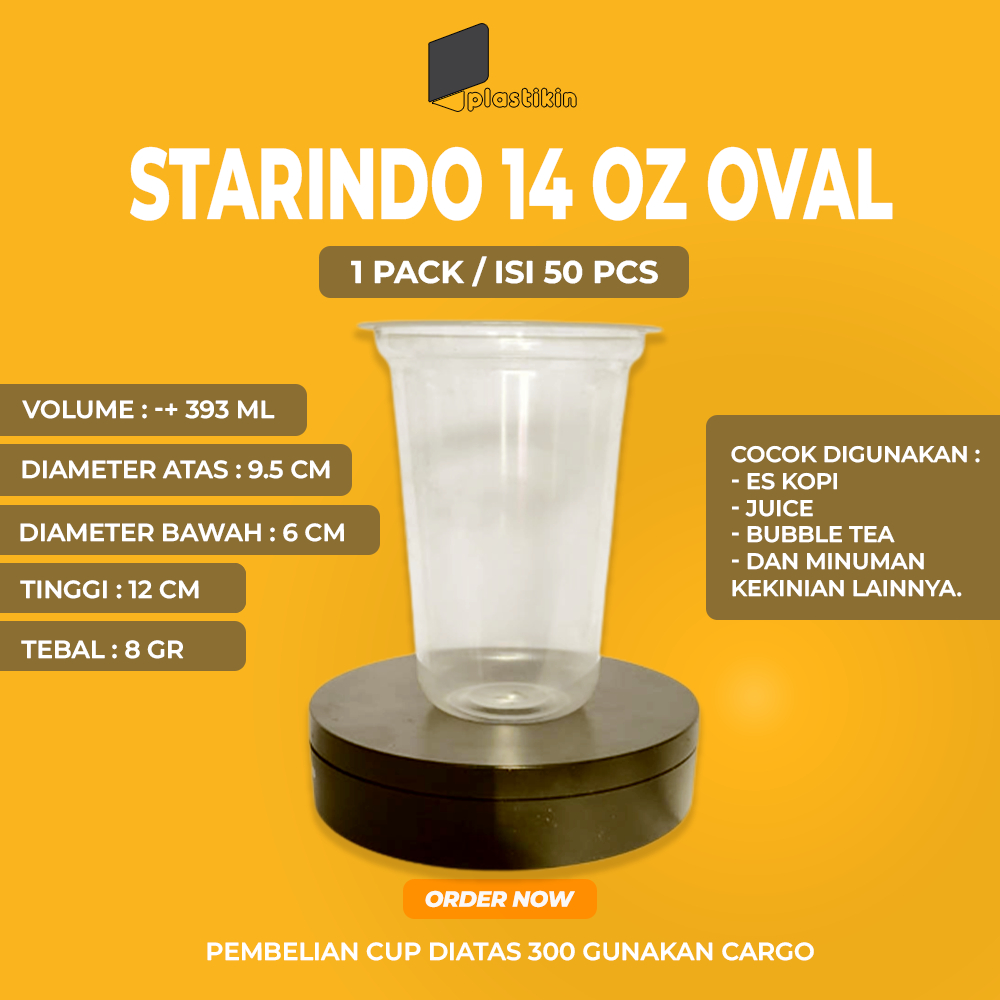 Gelas Plastik 14 oz oval  / Starindo 14 oz oval / Cup Plastik 14 oz oval 8 gr