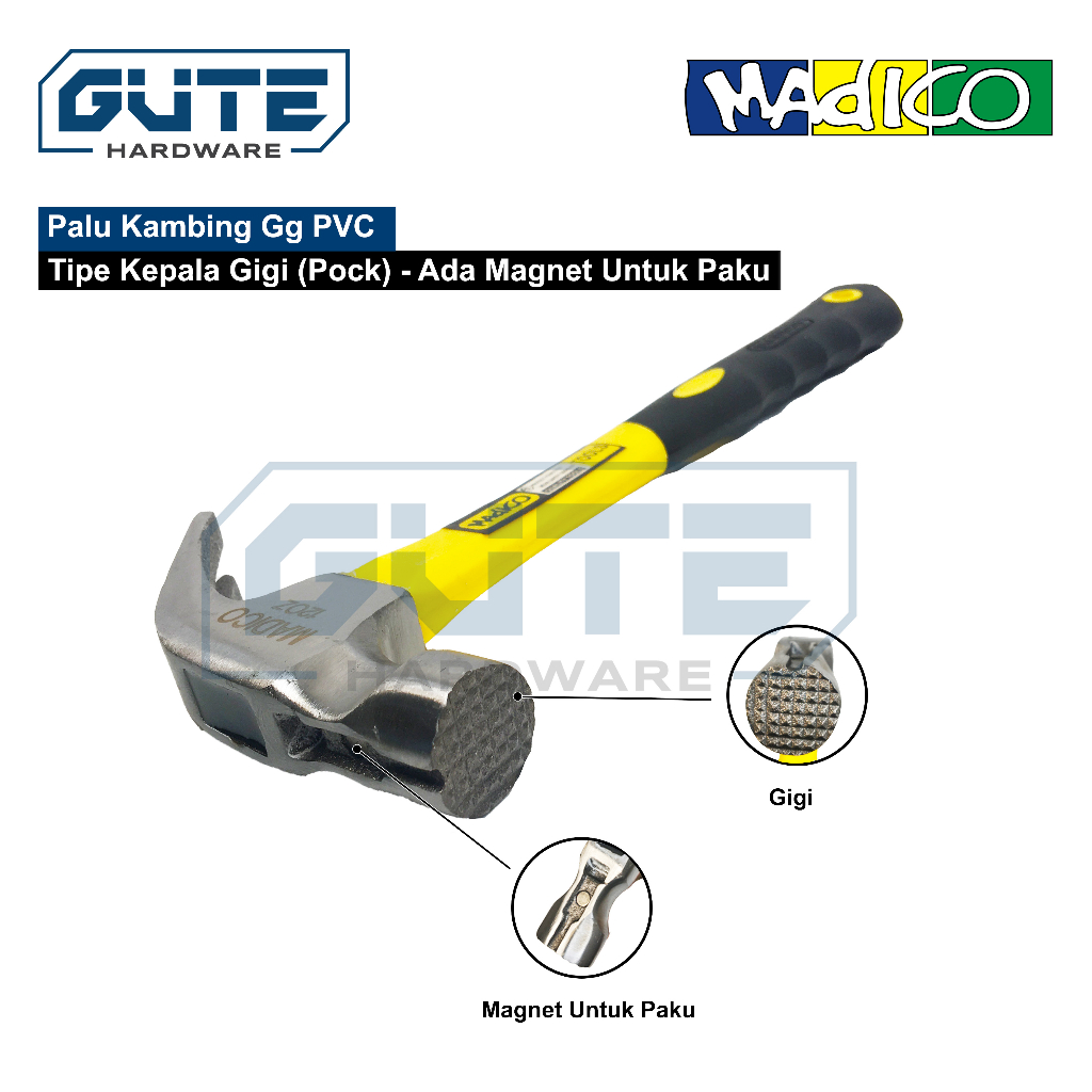 Palu Kambing Gagang Fiber / Claw Hammer MADICO Carbon Steel Asli