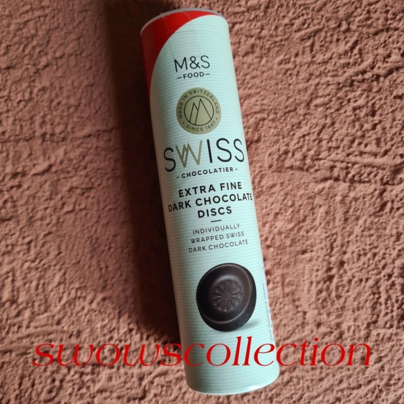 

M&S MARK MARKS & AND SPENCER SWISS DARK CHOCOLATE DISCS DISC TUBE COKLAT COKELAT