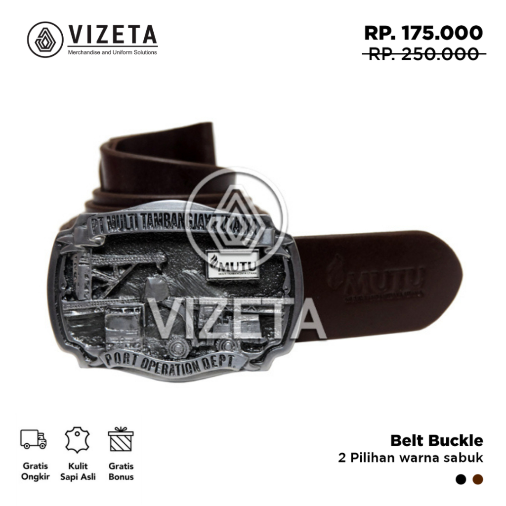 Sabuk Tambang MUTU Aksesoris Gesper Casual Ikat Pinggang Pria Sabuk Kulit Asli by Vizeta