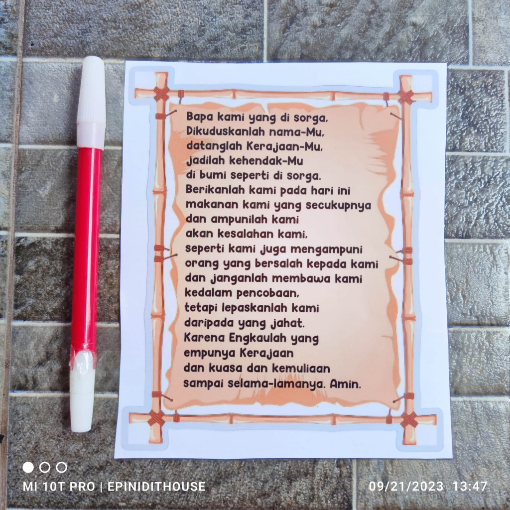 

Stiker Doa Bapa Kami Our Father Heaven Nasrani Kristen Katolik Vinyl