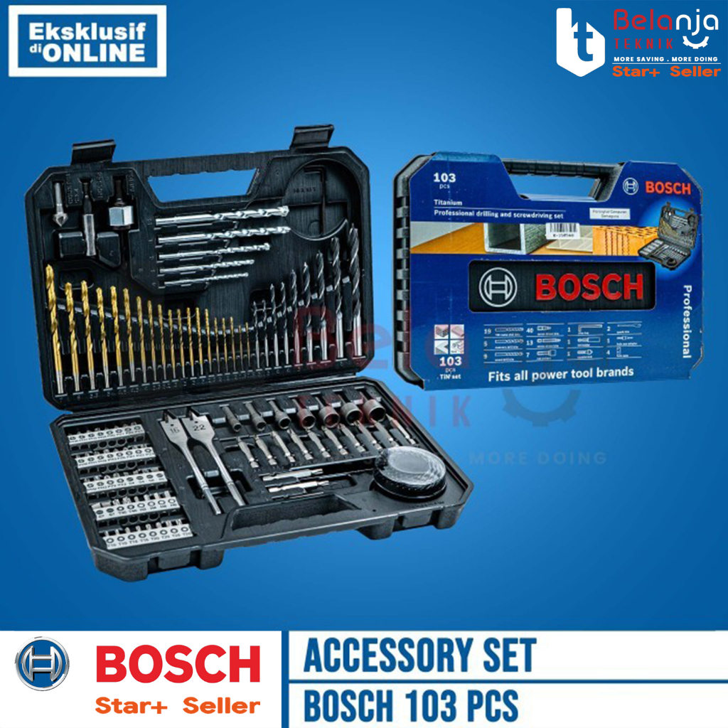 Bosch Accessory Set 103 PCS Toolkit Mata Bor dan Obeng Set Titanium