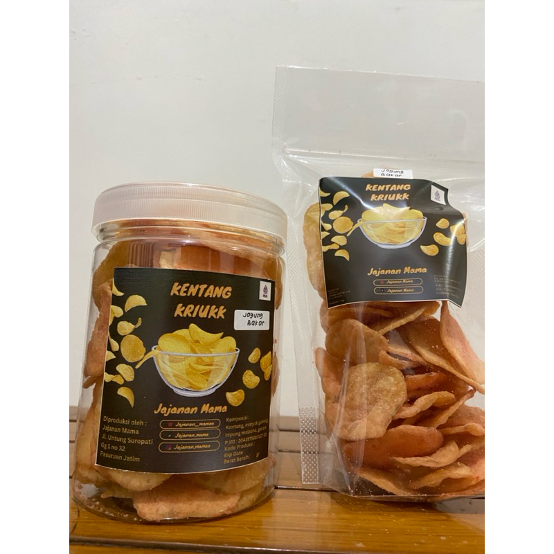 

keripik kentang kriukk sapi panggang pedas toples 100gr
