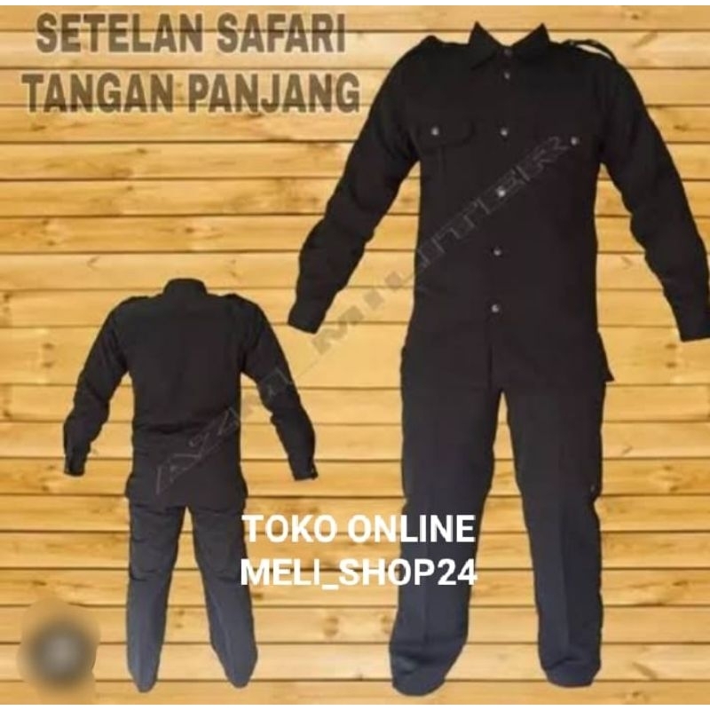 Seragam safari/security warna hitam panjang/pendek/wanita dan pria baru
