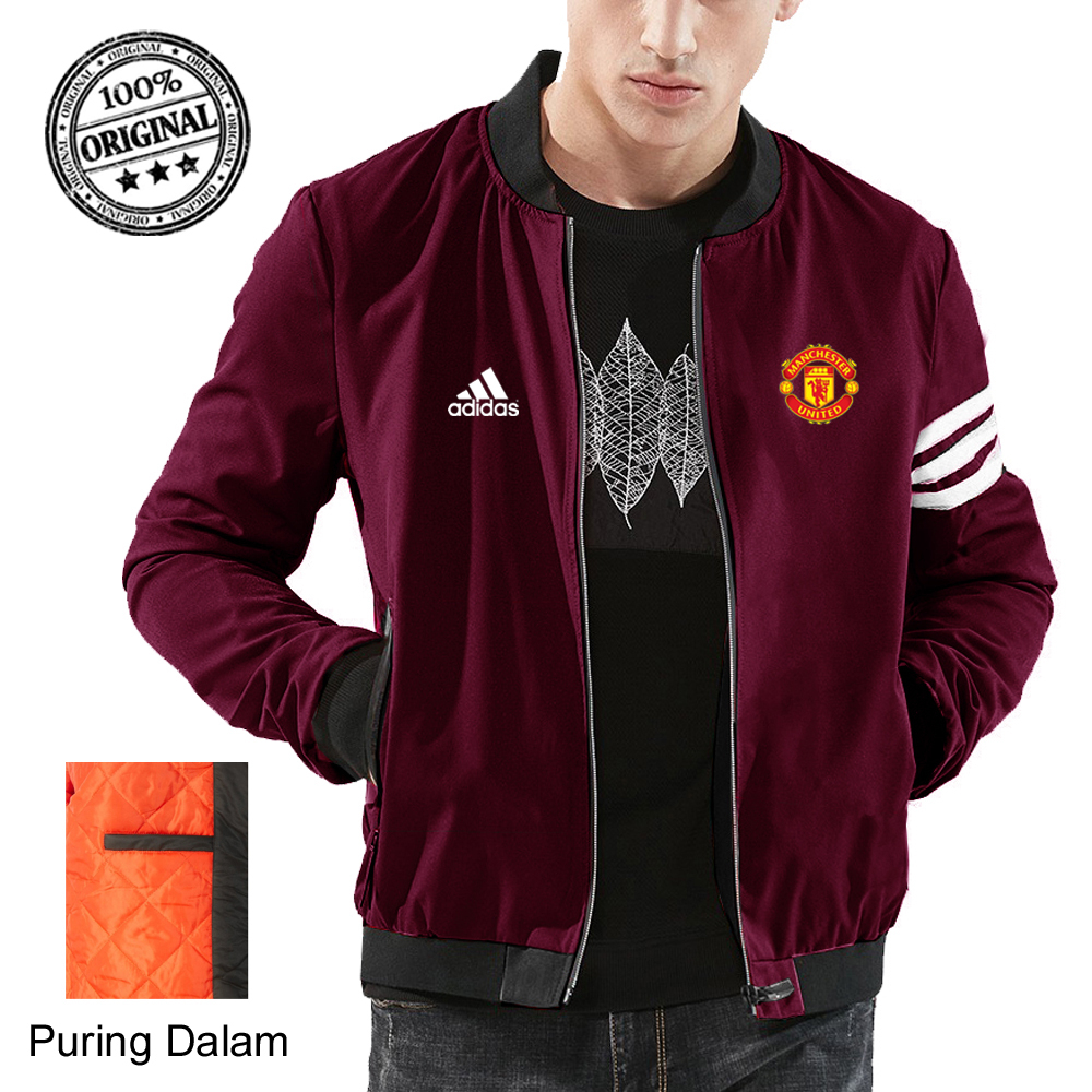 Bisa Custom Jaket Bomber Pria Machester United/Jaket Parasut Pria/Jaket Pria Keren/Jaket Cowok/Jaket
